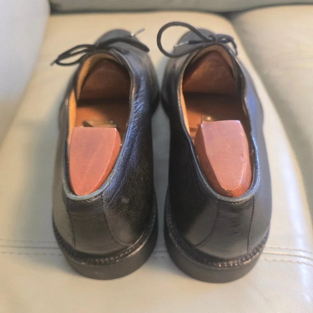 Bruno Magli Renzo Black Leather Apron Toe Derby Shoes Mens 10.5 M Made‎ in Italy